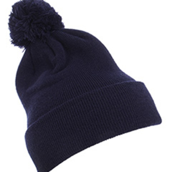 Cuffed Knit Beanie with Pom Pom Thumbnail