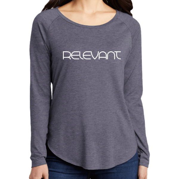 Relevant Engagement - Ladies PosiCharge ® Long Sleeve Tri Blend Wicking Scoop Neck Raglan Tee Thumbnail